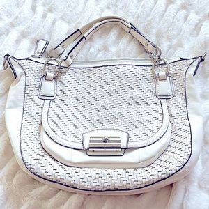 Coach Ivory White Woven Leather Kristin All Season Bag Like New